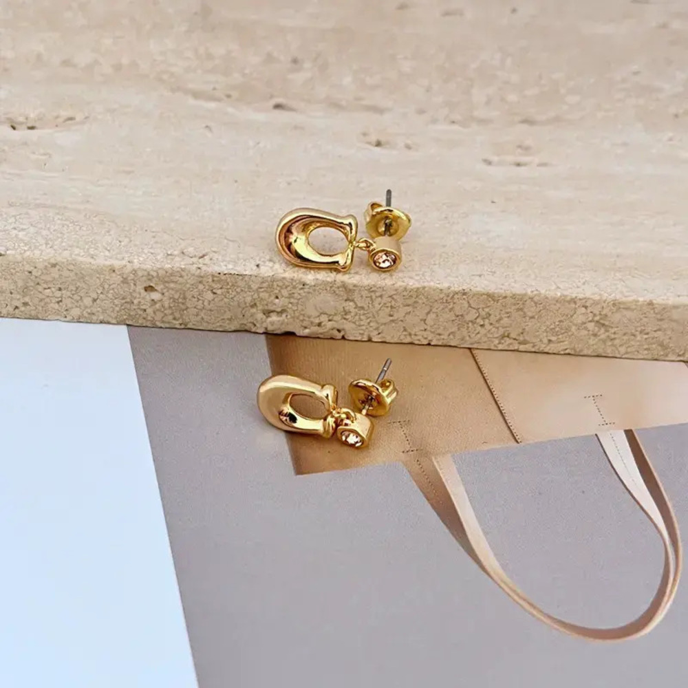 Coach Rhinestone Letter Earrings - Picture 2 of 6